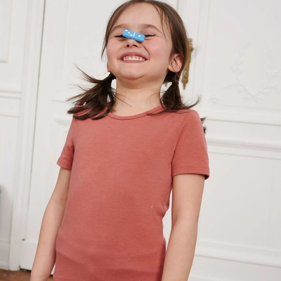 Tee-shirt Enfant Manches Courtes Rose Terracotta Thermolactyl
