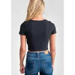 Tee-Shirt fille YUKONGI noir en coton