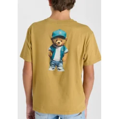 Tee-Shirt garcon LOMBO marron en coton Leo