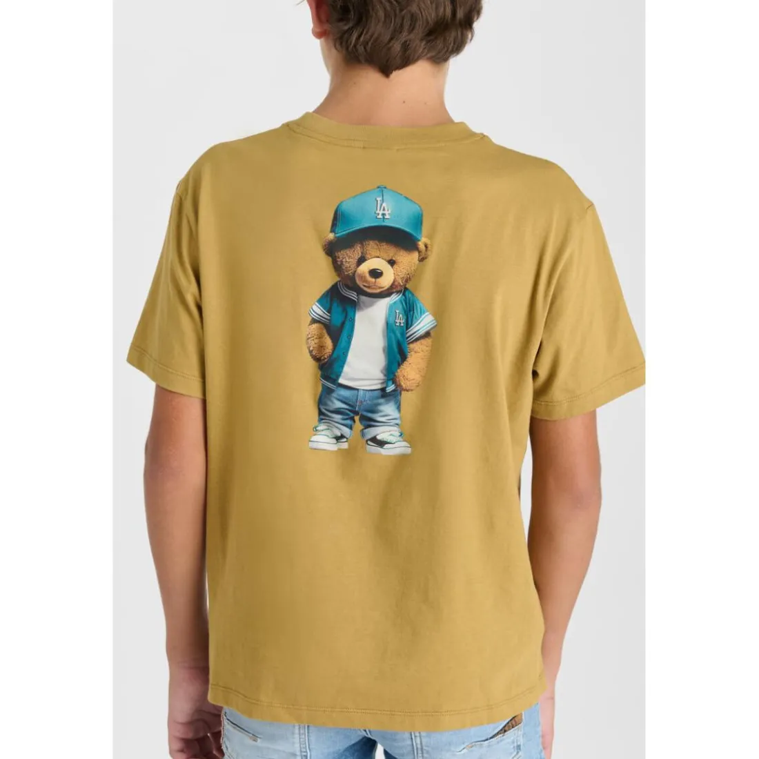 Tee-Shirt garcon LOMBO marron en coton Leo