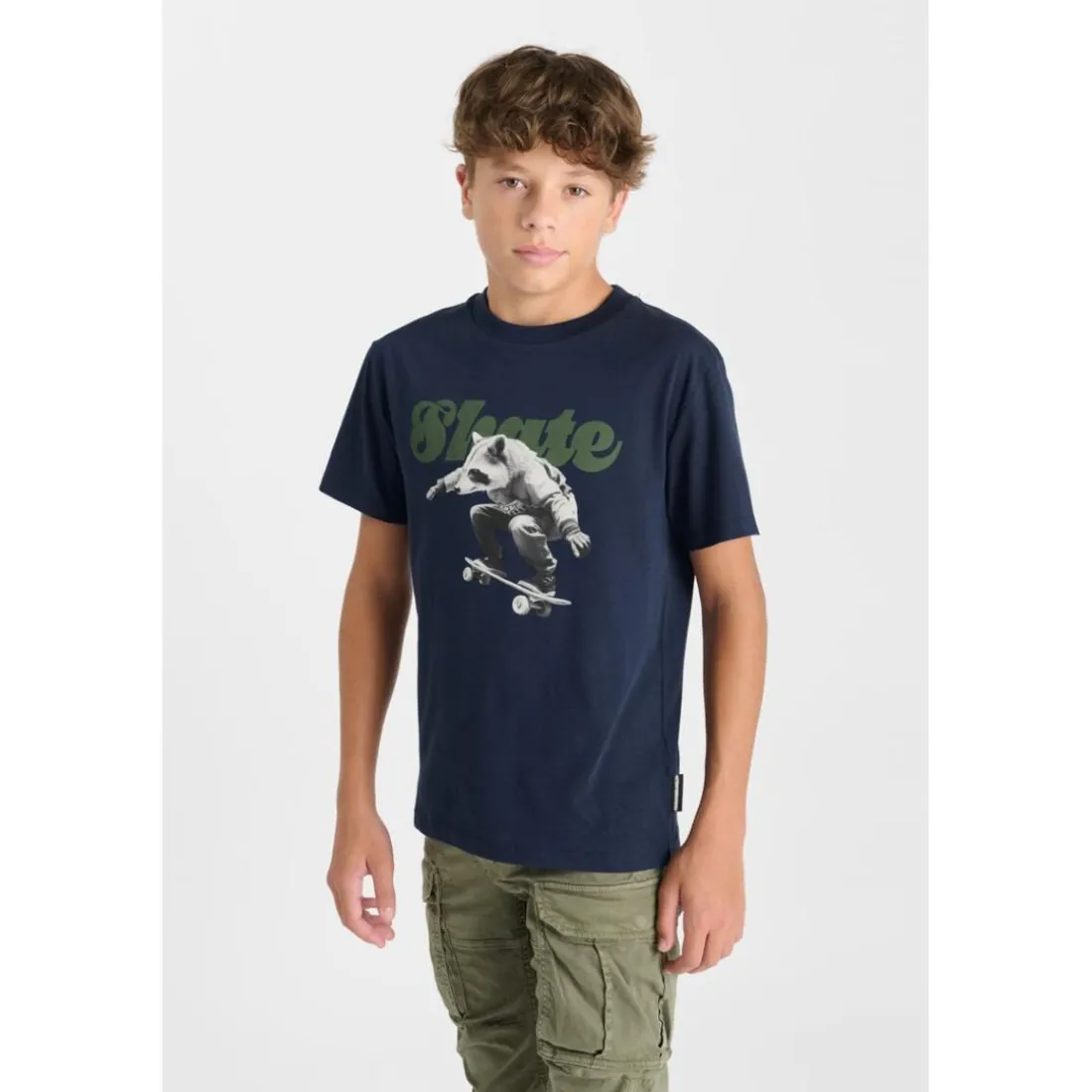 Tee-Shirt garcon NECBO bleu en coton Cael