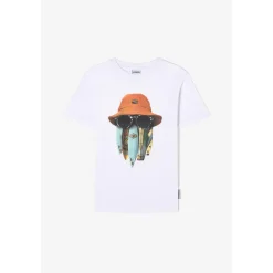 Tee-Shirt garçon LEPICBO blanc Umar en coton
