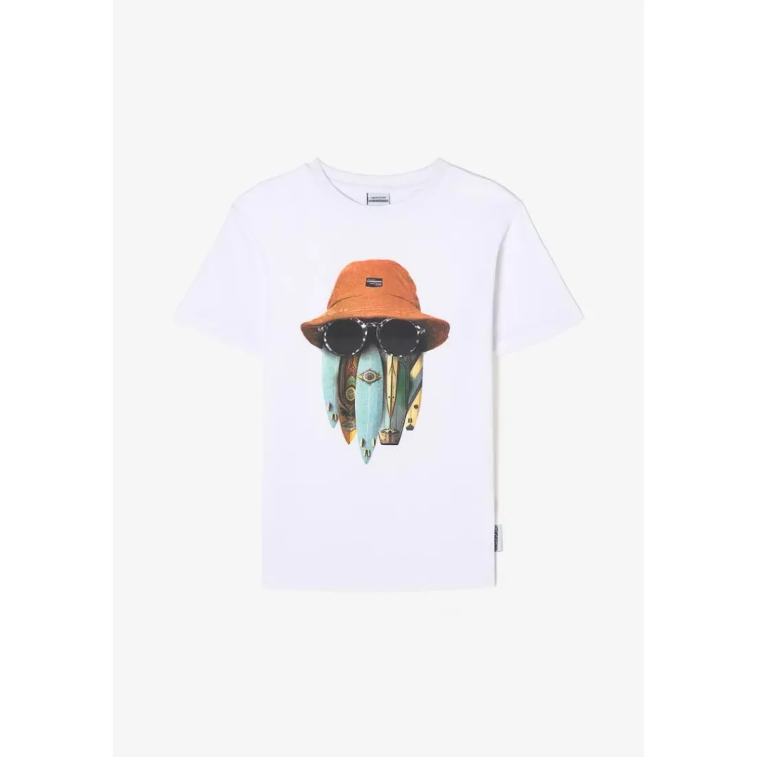 Tee-Shirt garçon LEPICBO blanc Umar en coton