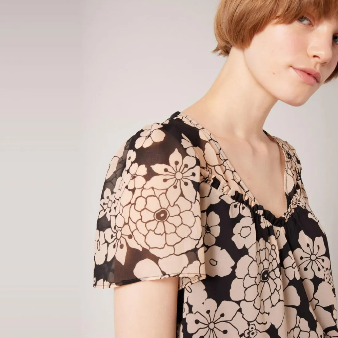 Tee-shirt imprimé manches volantées