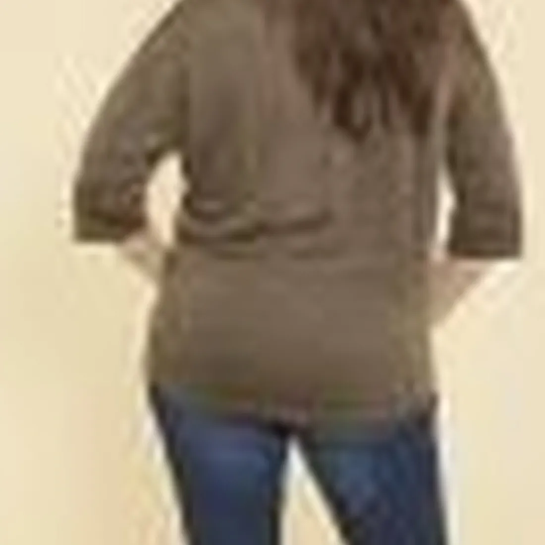 Tee-shirt maille ajourée manches 3/4 femme - kaki foncé