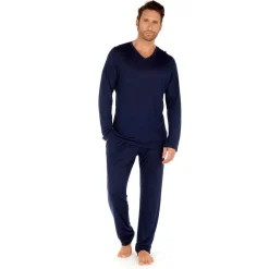 Tee-shirt manche longue marine en viscose