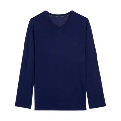 Tee-shirt manche longue marine en viscose