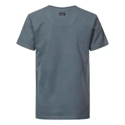 Tee-shirt manches courtes garçon gris-bleu gris foncé en coton