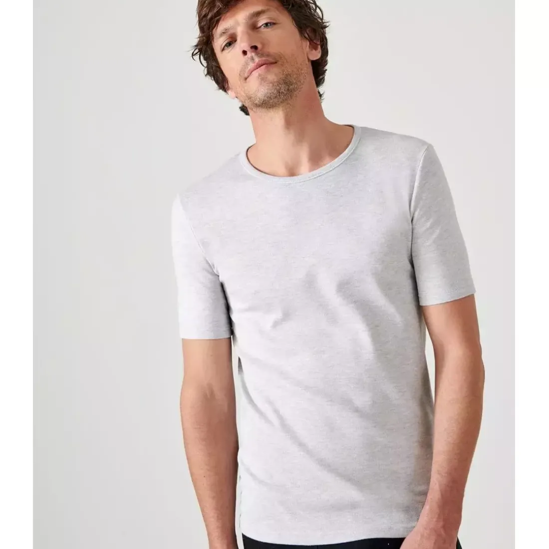 Tee-shirt manches courtes en mailles gris