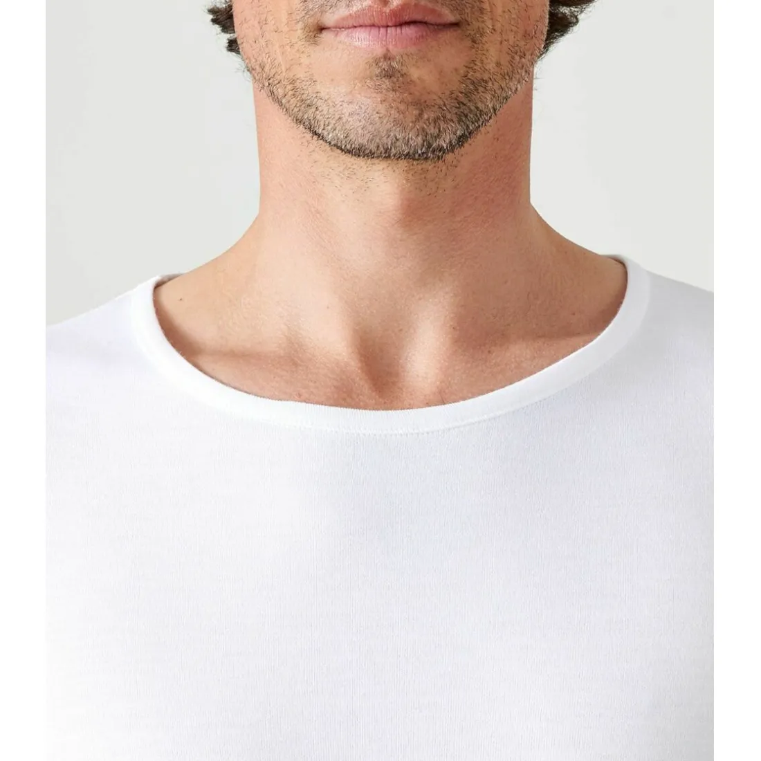 Tee-shirt manches longues col rond en mailles blanc