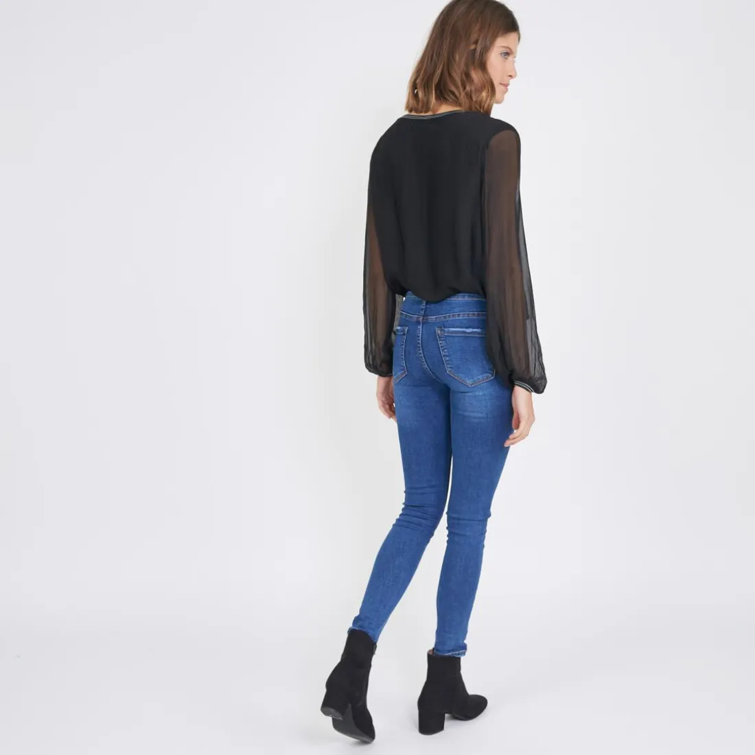 Tee-shirt manches longues doublure soie John noir