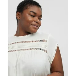 Tee-shirt regular fit col carré blanc