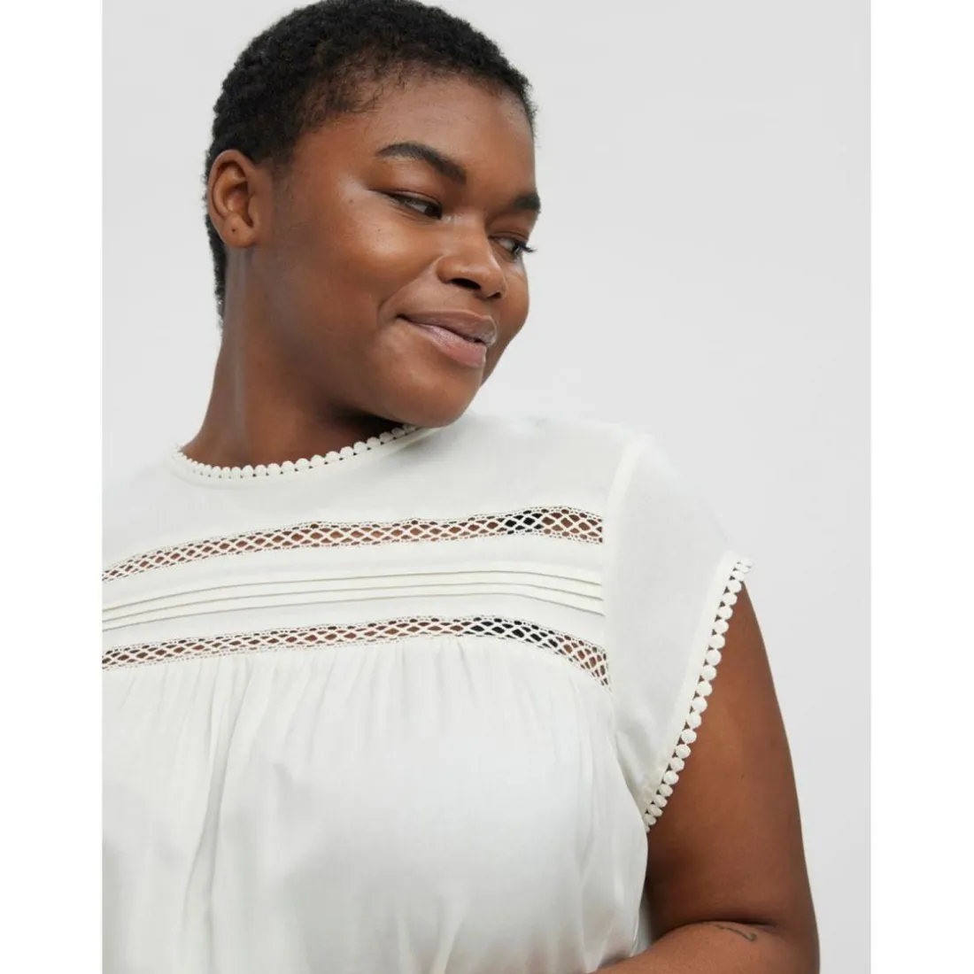 Tee-shirt regular fit col carré blanc