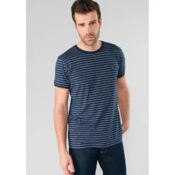 Tee-Shirt RUSEL bleu Cole en coton