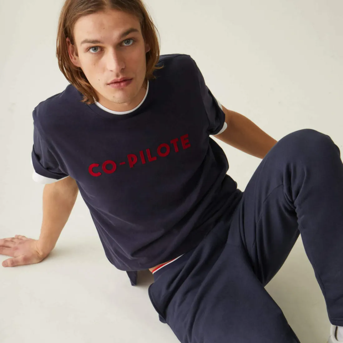 Tee-shirts Manches Courtes marine en coton