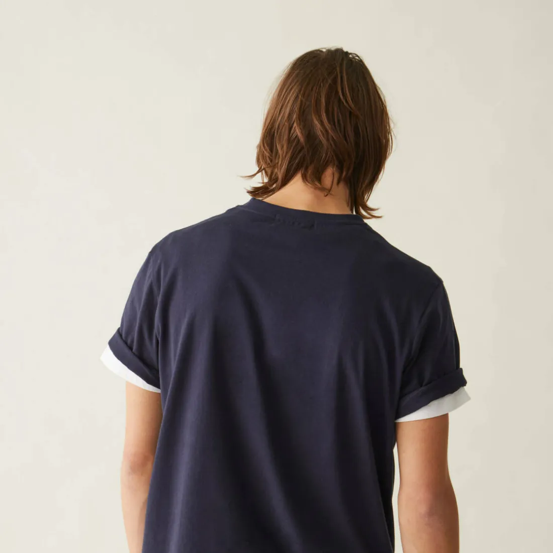 Tee-shirts Manches Courtes marine en coton