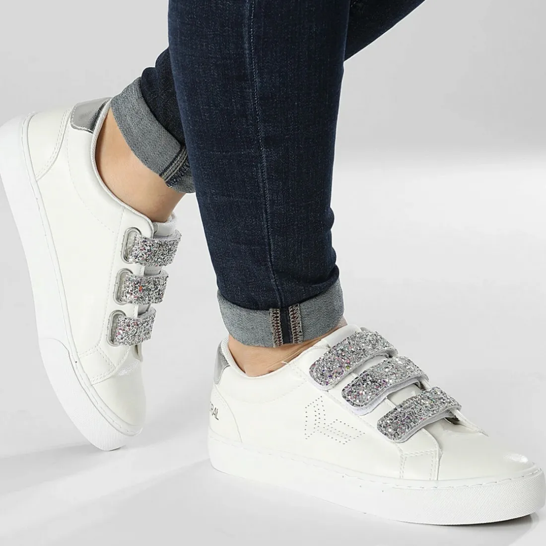 Tennis velcro femme TIPPY blanc
