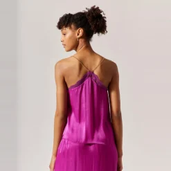 Top bénitier irisé rose