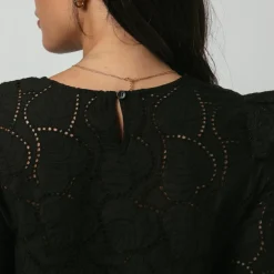 Top broderie anglaise Brune en coton