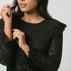 Top broderie anglaise Brune en coton