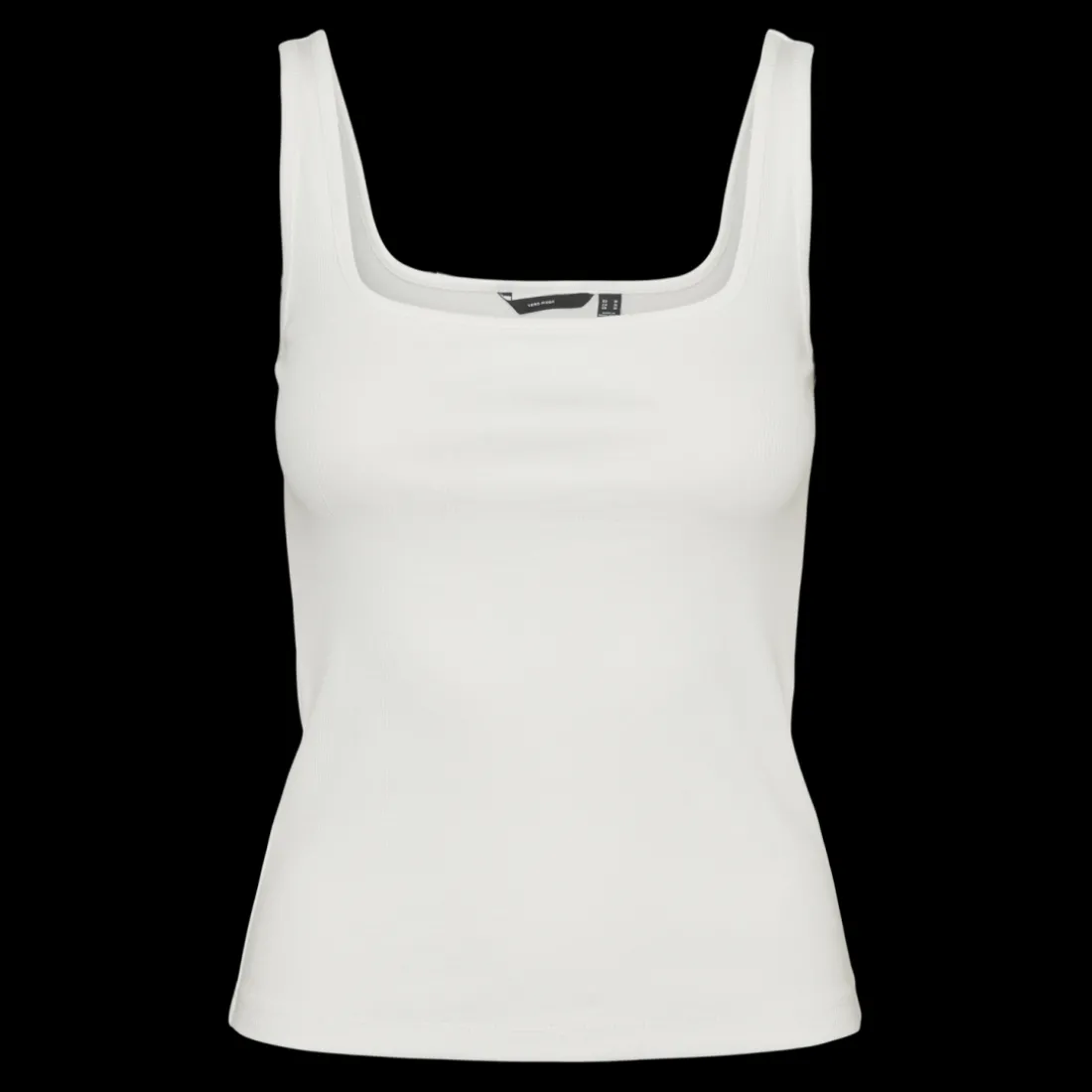 Top col carré sans manches blanc en coton bio Nora