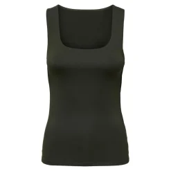 Top col en u sans manches vert foncé Elise