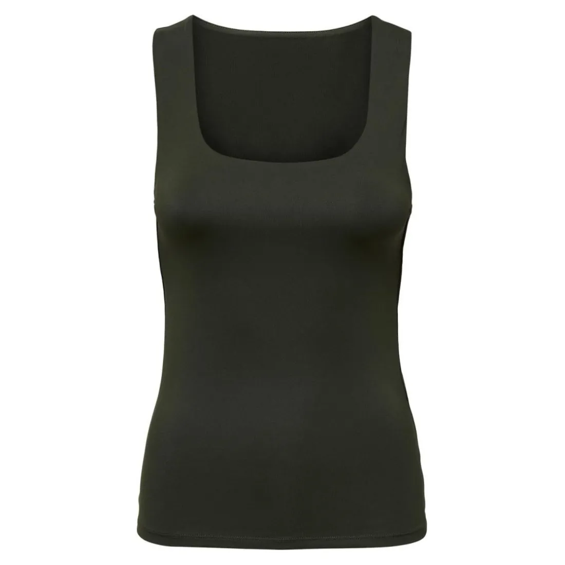 Top col en u sans manches vert foncé Elise