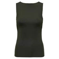 Top col en u sans manches vert foncé Elise