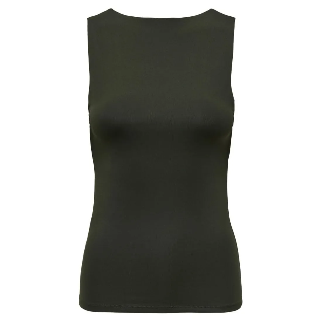 Top col en u sans manches vert foncé Elise