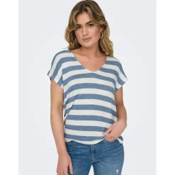 Top col en v manches courtes bleu clair Pax