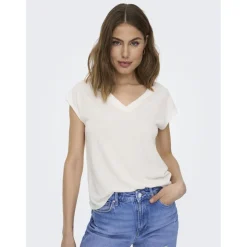 Top col en v manches courtes blanc Dee