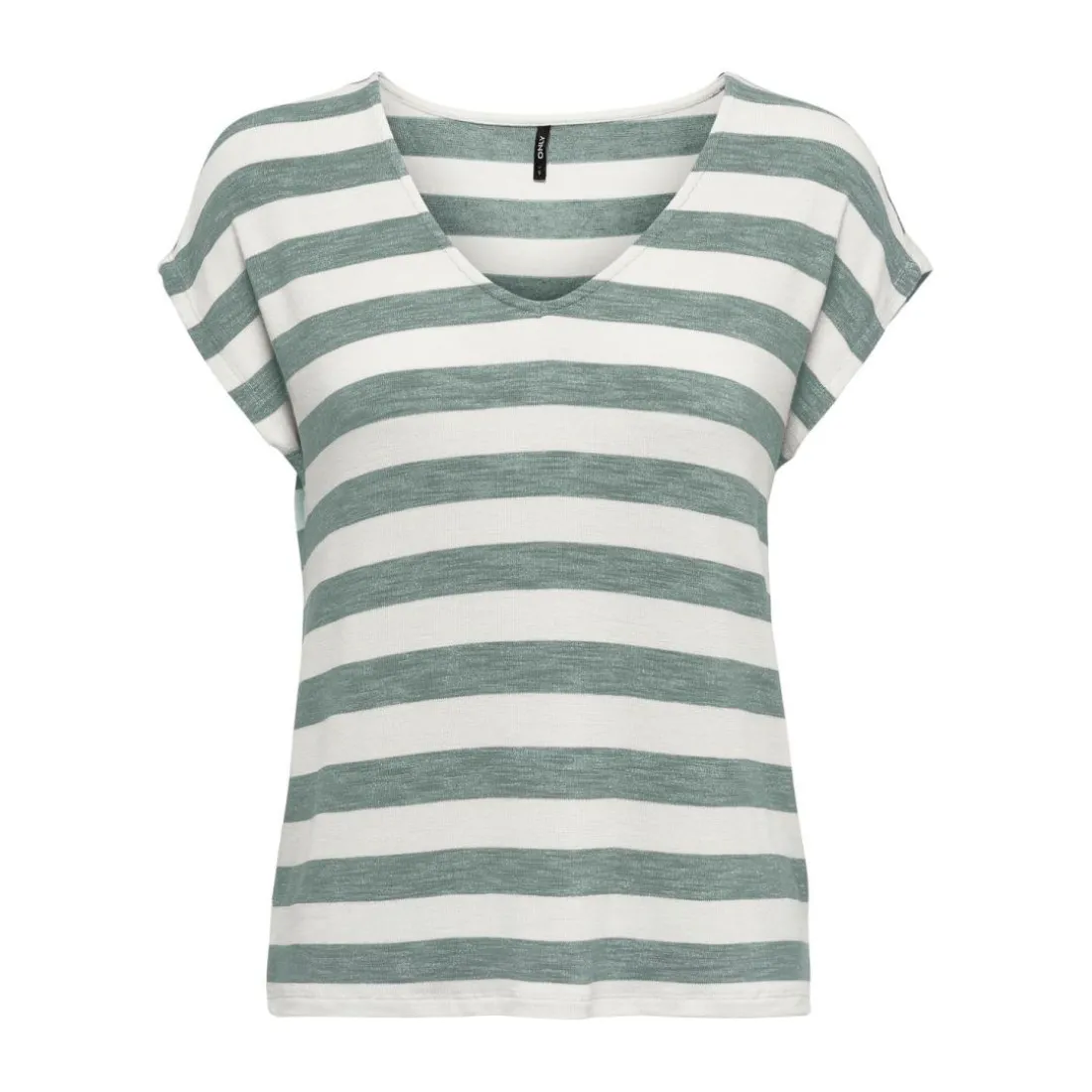 Top col en v manches courtes gris moyen Hazel