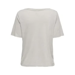 Top col en v manches courtes gris clair Yara