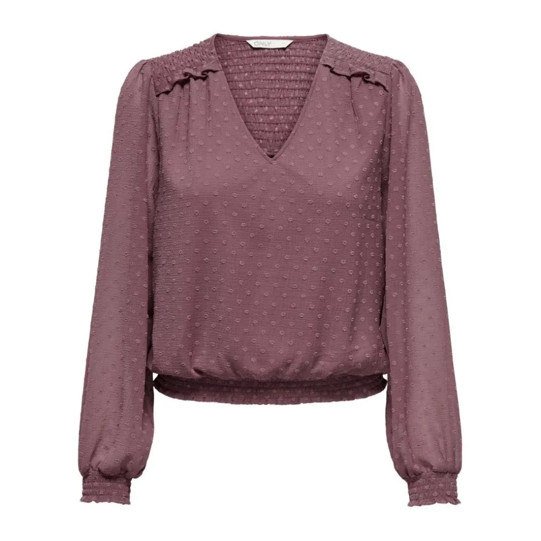 Top col en v manches longues rose foncé Wren
