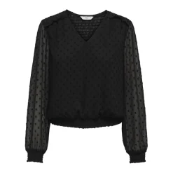 Top col en v manches longues noir Lola