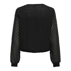 Top col en v manches longues noir Lola