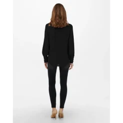 Top Col en V Manches longues noir Elle