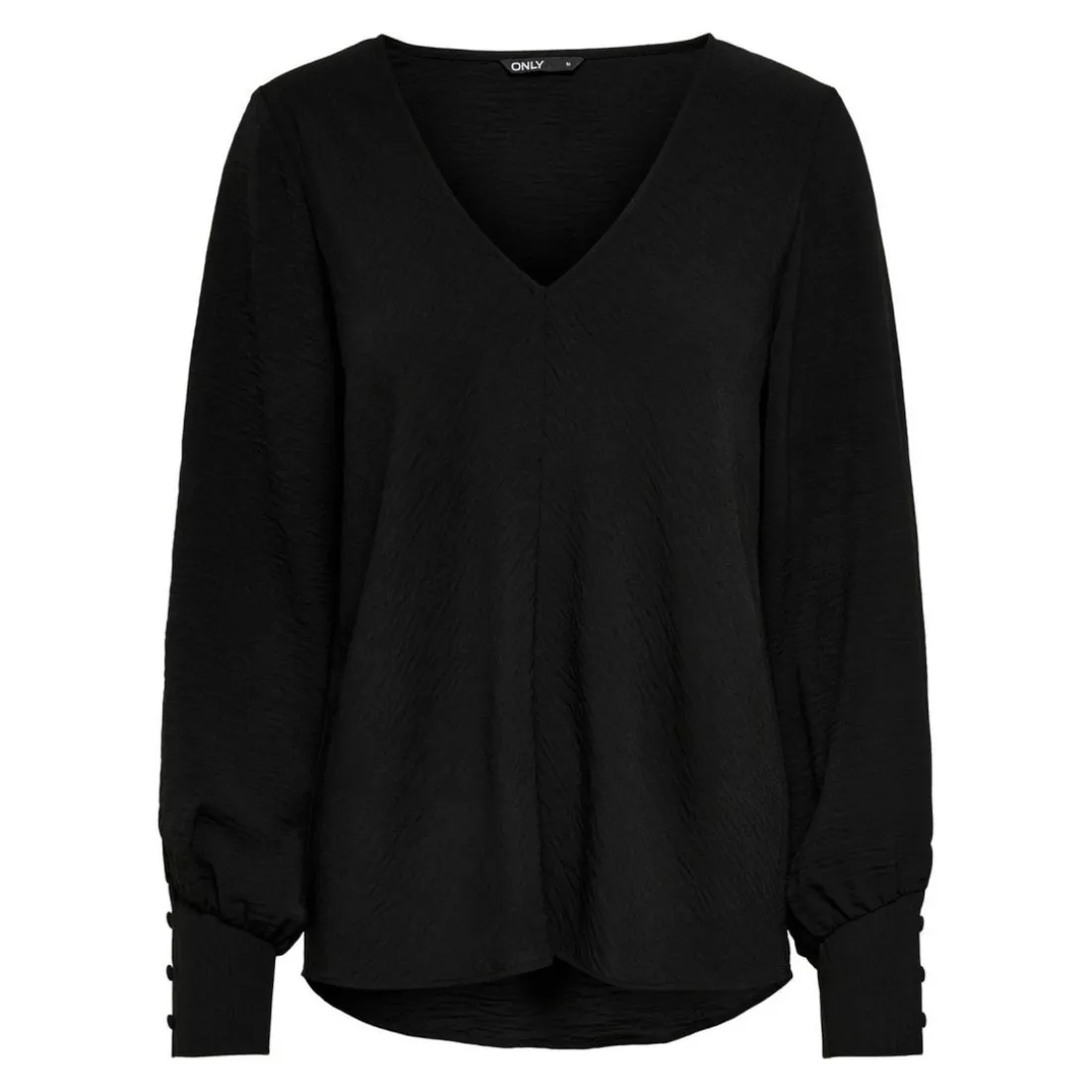 Top Col en V Manches longues noir Elle