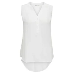 Top col en v sans manches blanc Lily