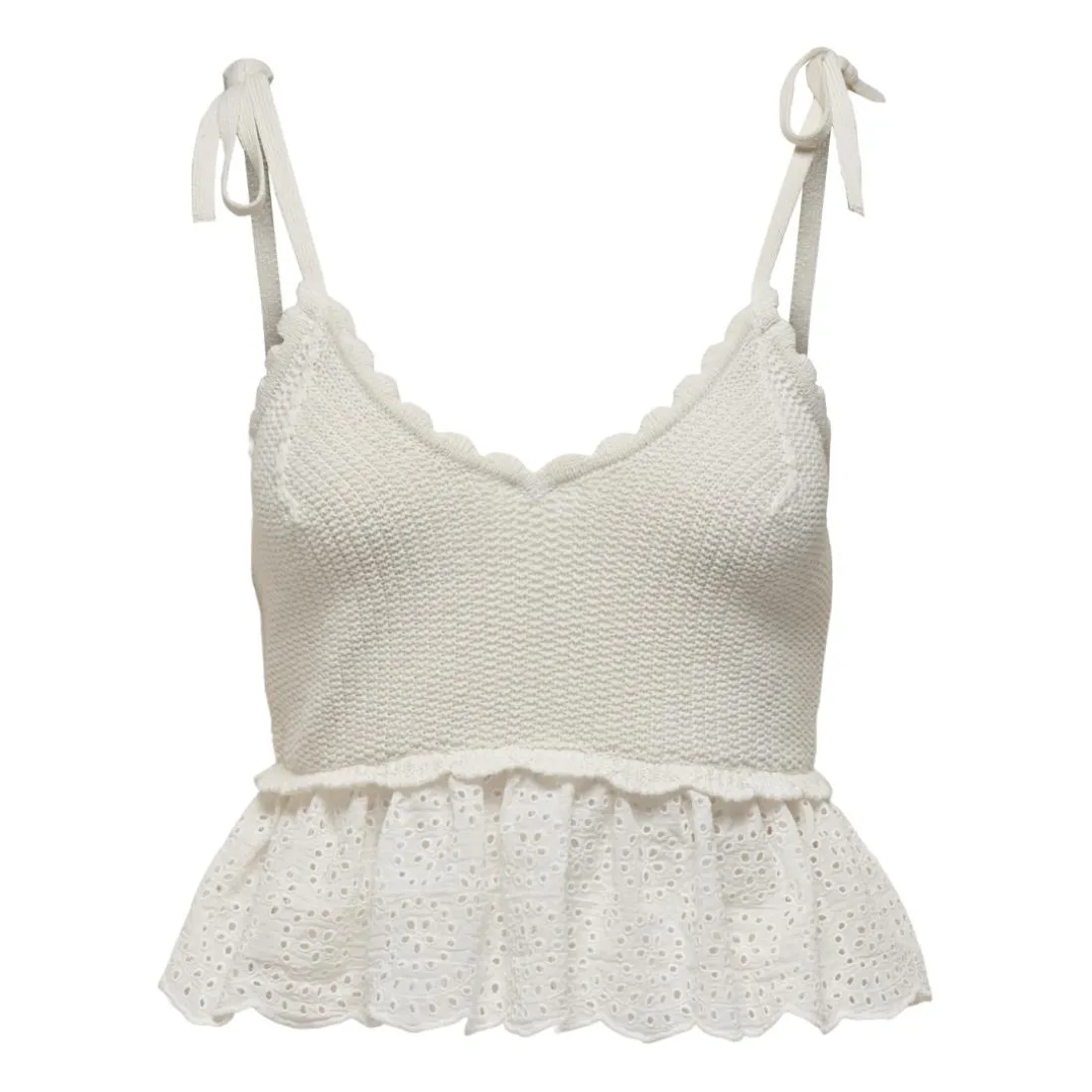 Top col en v sans manches blanc Juno