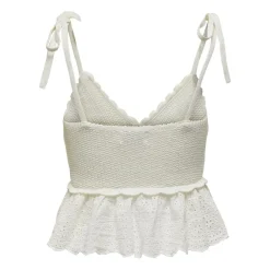 Top col en v sans manches blanc Juno