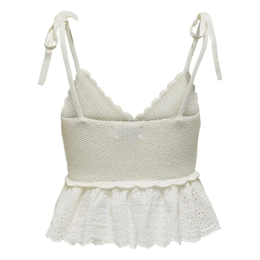 Top col en v sans manches blanc Juno