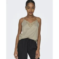 Top col en v sans manches blanc Dot