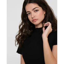 Top Col haut Manches courtes noir