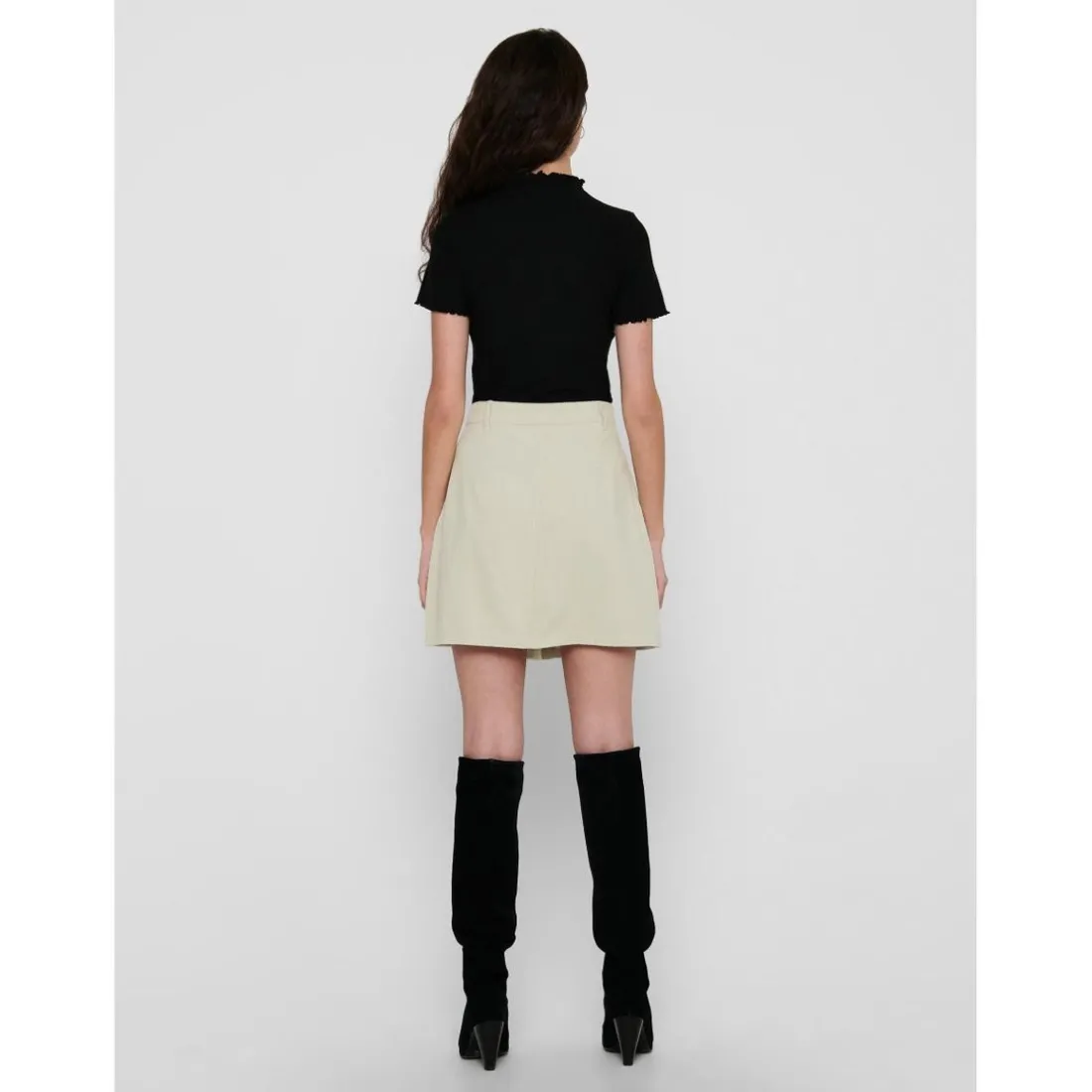 Top Col haut Manches courtes noir