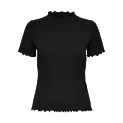 Top Col haut Manches courtes noir