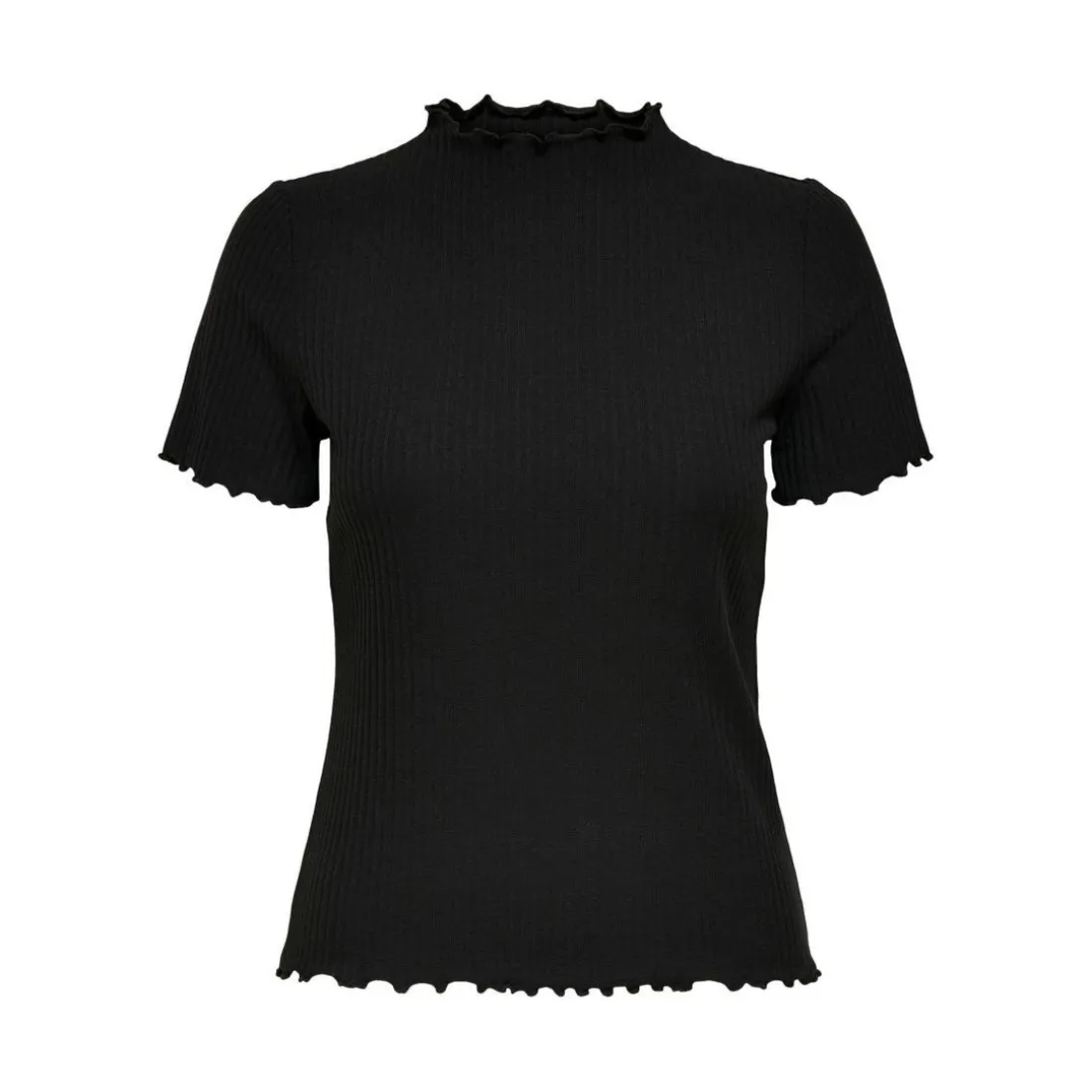 Top Col haut Manches courtes noir
