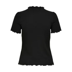 Top Col haut Manches courtes noir