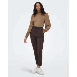 Top Col haut Manches longues marron en viscose
