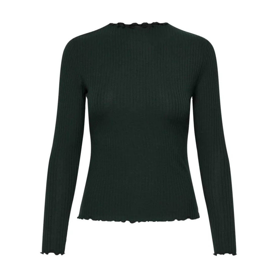 Top col haut manches longues vert canard Clara